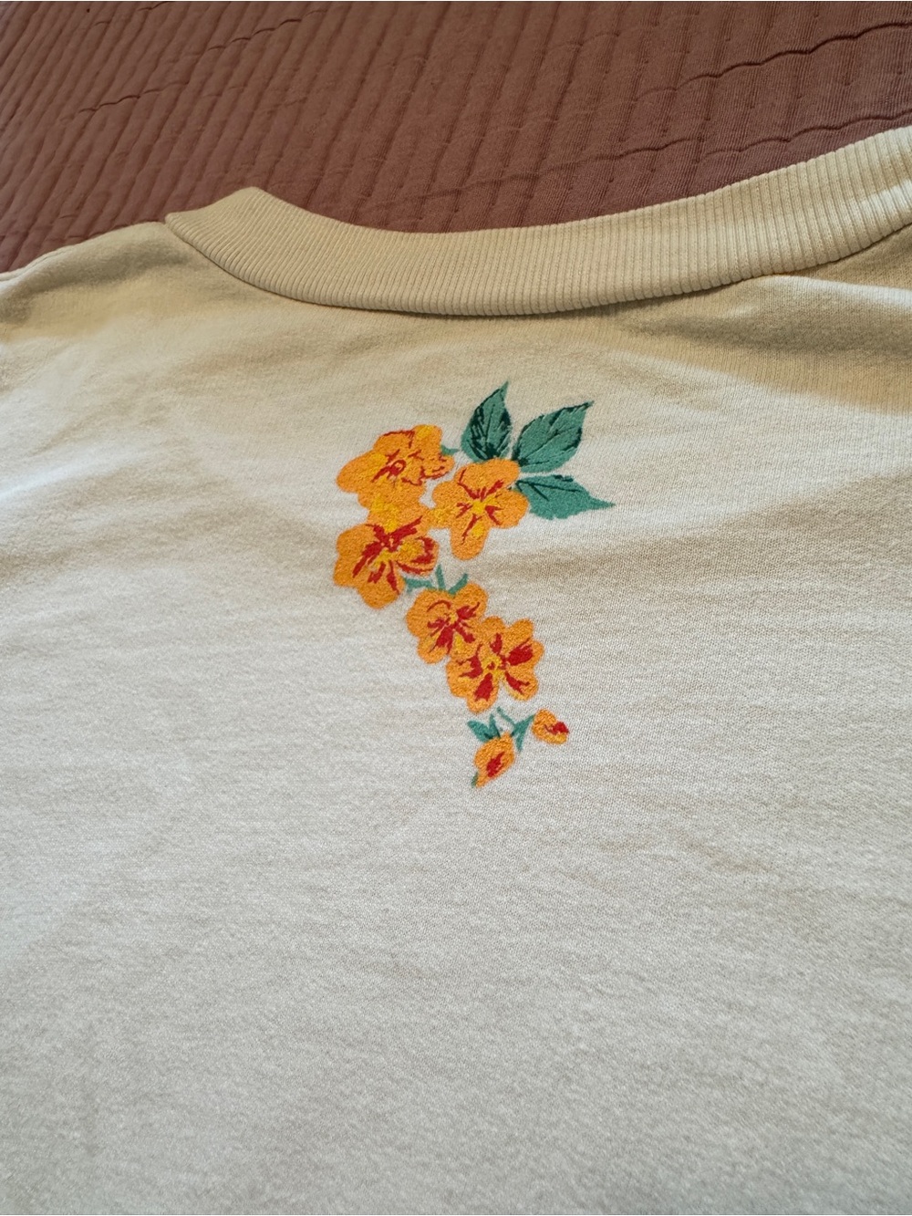 Anthropologie Cream Embroidered Tiger Sweatshirt with Puff Sleeves - Picture 6 of 9